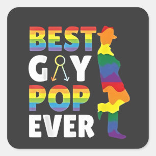 Best Gay Pop Ever LGBT Pride Month Grandpa Dad  Square Sticker