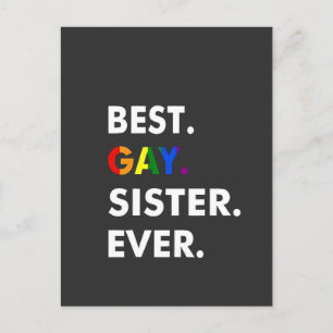 Best Gay Sister Ever Funny LGBT Rainbow Pride Gift Announcement Postcard