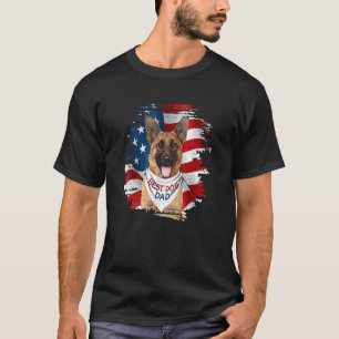 Best German Shepher Dog Dad Cute Usa Flag Father's T-Shirt