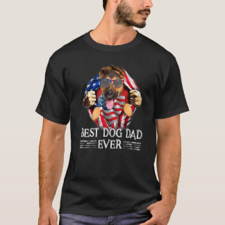 Best German Shepherd Dad American Flag 4th Of July T-Shirt