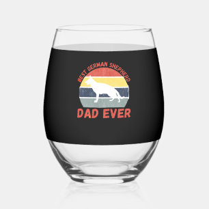 Best German Shepherd dad ever quote Funny Shepherd Stemless Wine Glass