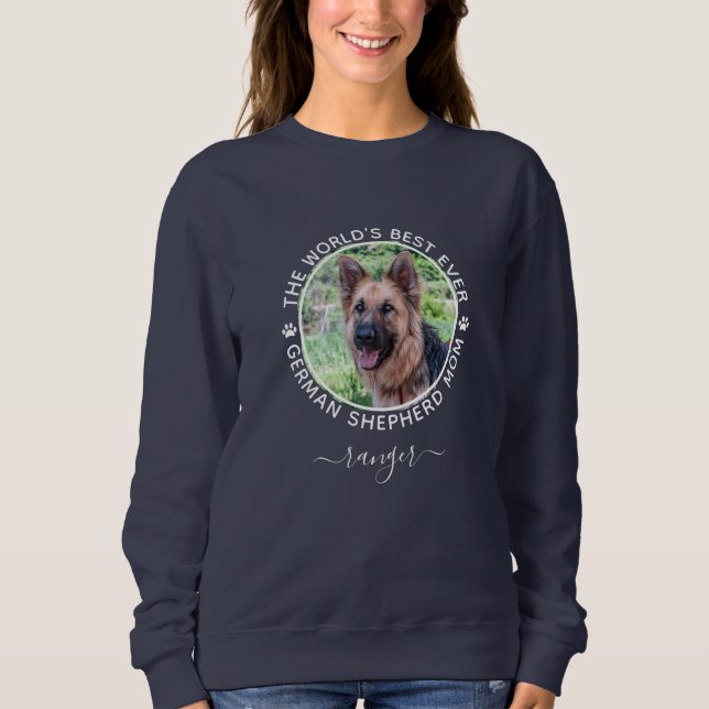 Best German Shepherd Mum Photo Name Custom Sweatshirt (Front)