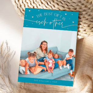 Best Gift Aqua Peach Valentines Day Photo Holiday Card