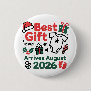 Best Gift Arrives in August 2026 Christmas Couples 6 Cm Round Badge