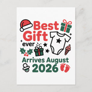 Best Gift Arrives in August 2026 Christmas Couples Holiday Postcard