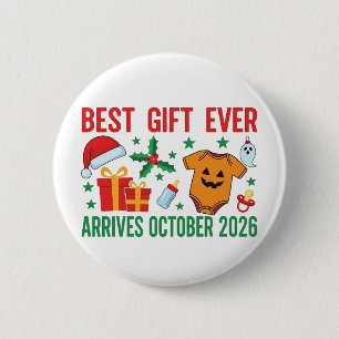 Best Gift Arrives in October 2026 Christmas Couple 6 Cm Round Badge