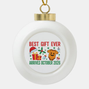 Best Gift Arrives in October 2026 Christmas Couple Ceramic Ball Christmas Ornament