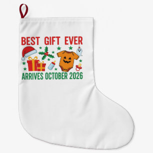 Best Gift Arrives in October 2026 Christmas Couple Large Christmas Stocking