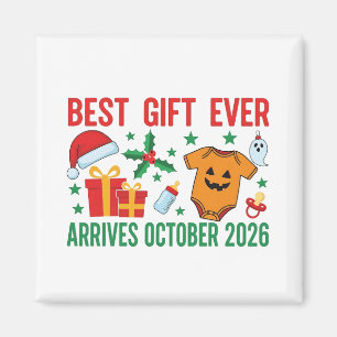Best Gift Arrives in October 2026 Christmas Couple Magnet