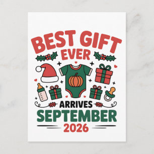 Best Gift Arrives in September 2026 Christmas Announcement Postcard