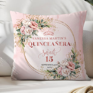 Best Gift Blush Pink Floral Quinceañera Pillow