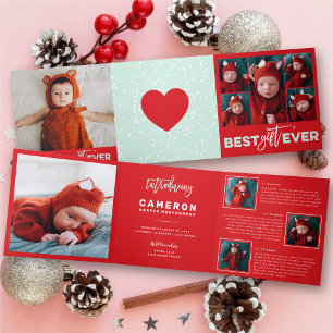 Best Gift Ever 10 Photo Holiday Birth Announcement