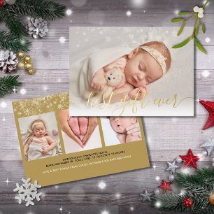 Best Gift Ever 4 Photo Christmas Baby Birth Gold