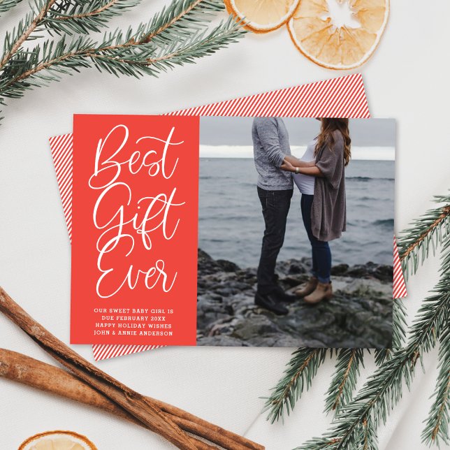 Best Gift Ever Baby Pregnancy Holiday Photo Card (Creator Uploaded)