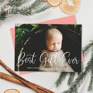 Best Gift Ever Birth Announcement Holiday Photo