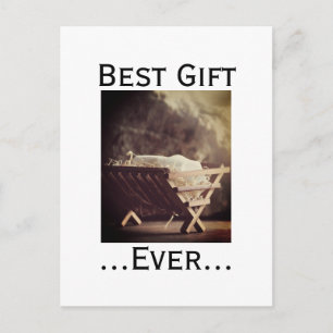 Best Gift Ever Christmas Babe in Manger  Holiday Postcard