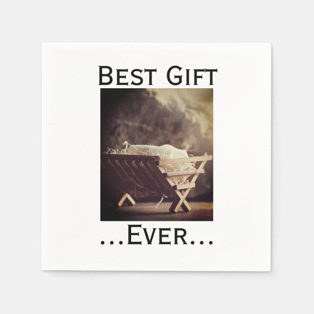 Best Gift Ever Christmas Babe in Manger  Napkin (Front)