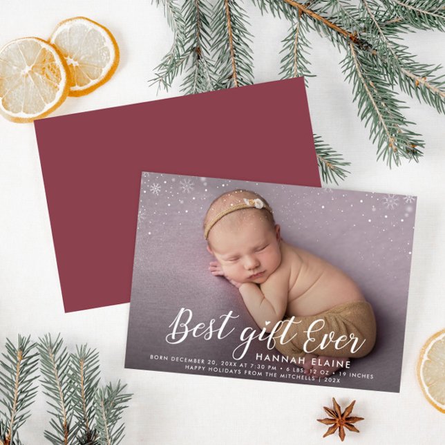 BEST GIFT EVER | christmas birth announcement card (Creator Uploaded)
