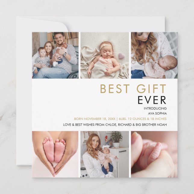 Best Gift Ever Christmas Birth Announcement Card (Front)