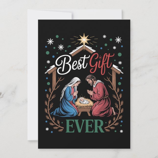 Best Gift Ever Christmas Nativity Manger Scene Invitation (Front)