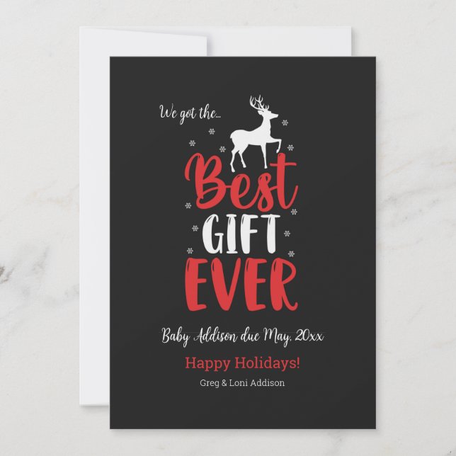 Best Gift Ever Holiday Pregnancy Card (Front)