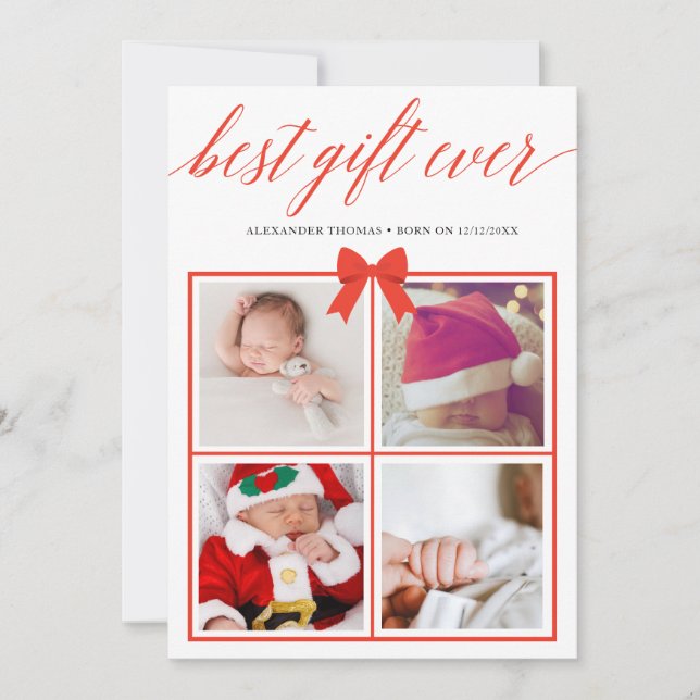 Best Gift Ever Multiple Photo Flat Holiday Card (Front)