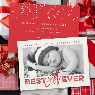 Best Gift Ever New Baby First Christmas Photo Card
