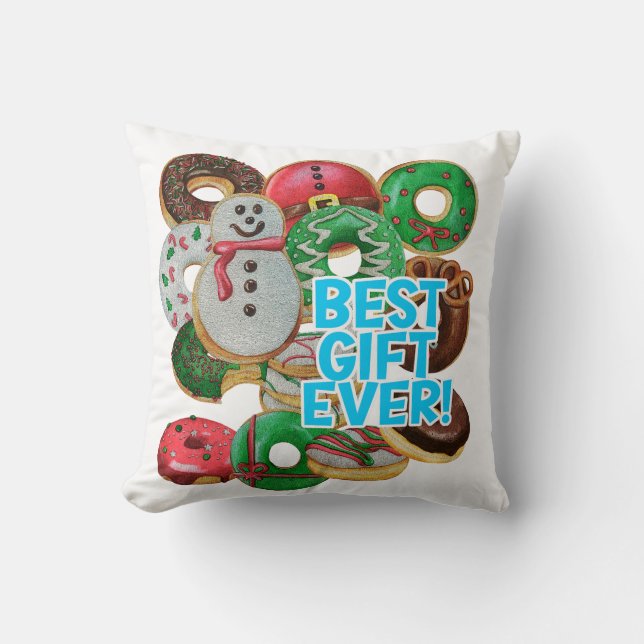 Best Gift Ever! Xmas Doughnuts Cushion (Front)