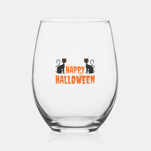 best gift for halloween happy halloween stemless wine glass