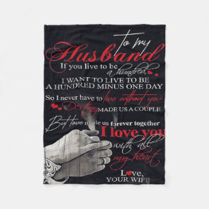 Best Gift For Husband To My Husband Quotes Fleece Blanket