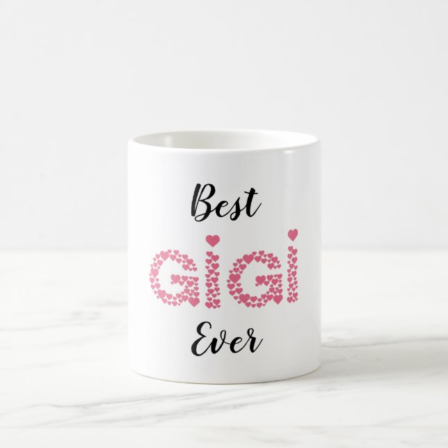 Best Gigi Ever Pink Hearts Personalised Coffee Mug (Center)
