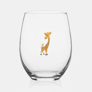 Best Giraffe Art For Men Women Adult Giraffe Print Stemless Wine Glass