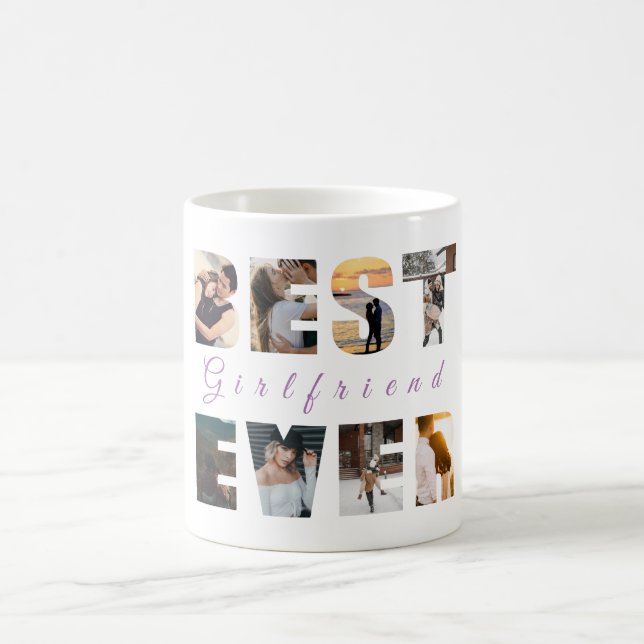 Best girlfriend ever custom text photo coffee mug (Center)