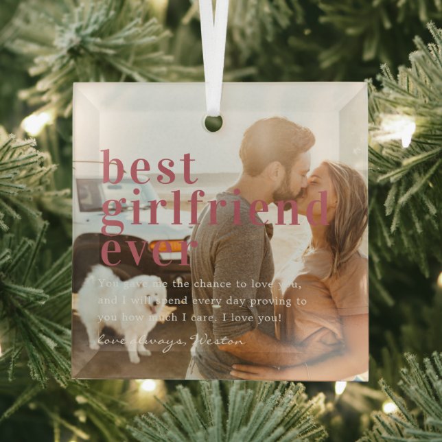 Best Girlfriend Ever | Quote & Photo Gift  Glass Tree Decoration (Insitu)