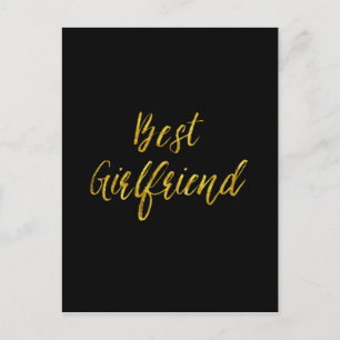 Best Girlfriend Gold Faux Glitter Metallic Sequins Postcard