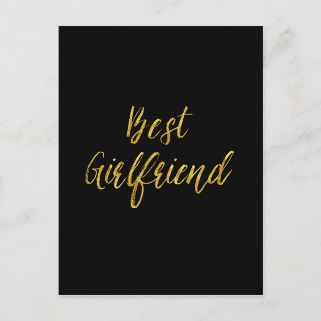 Best Girlfriend Gold Faux Glitter Metallic Sequins Postcard (Front)