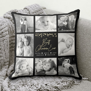 Best Glamma Ever Gold Glitter 8 Photo Collage Chic Cushion