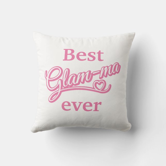 Best Glamma Ever Photo pink/white Pillow (Back)