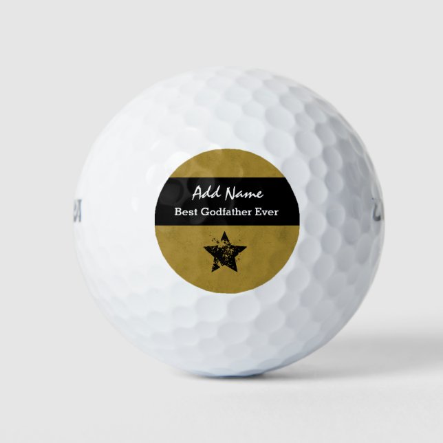 Best Godfather Ever Gold and Black Ribbon A04 Golf Balls (Front)