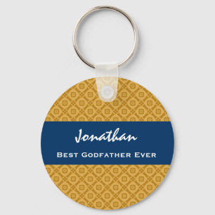 Best GODFATHER Gold and Navy Custom Gift Idea Key Ring