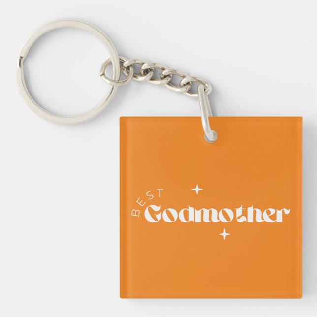 Best Godmother Card (Mustard Background) Key Ring (Front)