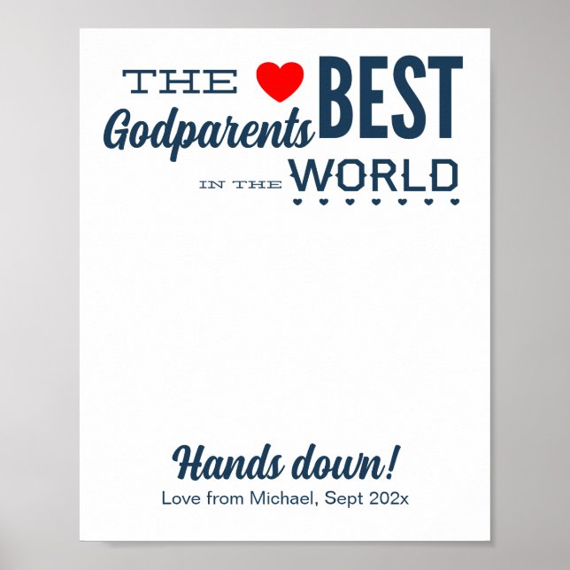 Best Godparents Custom Handprint Art Template Poster (Front)
