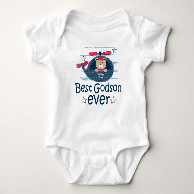 Best Godson Ever Godchild Bear Baby Bodysuit (Front)