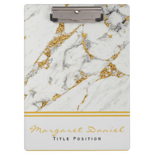 Best Gold Grain And White Marble Clipboard