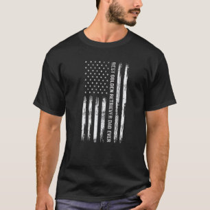 Best Golden Retriever Dad Ever Dog  American Flag T-Shirt