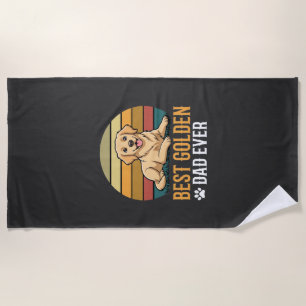 Best Golden Retriever Dad Ever Retro Dog Beach Towel