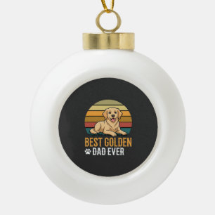 Best Golden Retriever Dad Ever Retro Dog Ceramic Ball Christmas Ornament