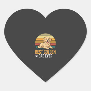 Best Golden Retriever Dad Ever Retro Dog Heart Sticker