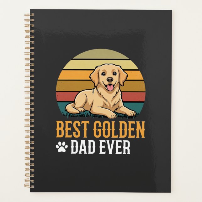 Best Golden Retriever Dad Ever Retro Dog Planner (Front)