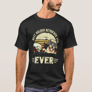 Best Golden Retriever Dad Ever Sunset Retro Father T-Shirt